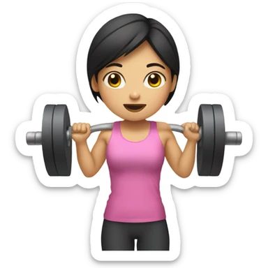 asian girl lifting weights  sticker