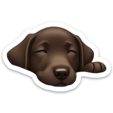 Chocolate labrador puppie sleeping in a blue bed sticker