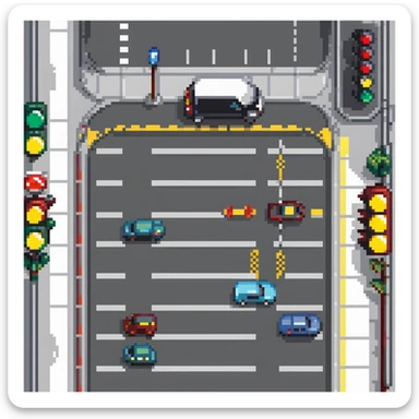 city street with road and traffic lights sticker