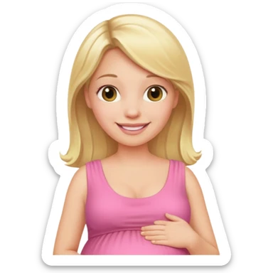 blond pregnant woman in pink sticker
