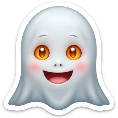 little cute ghost is smiling with blushed face, only fave sticker