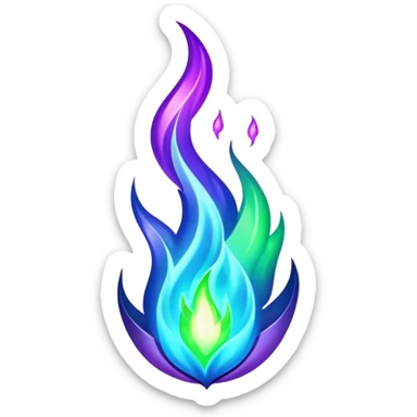 Shiny epic green blue and purple flame sticker