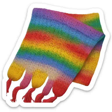 Knit scarf with rainbow design sticker