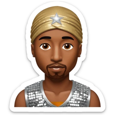 Tupac with silver sequin outfit sticker