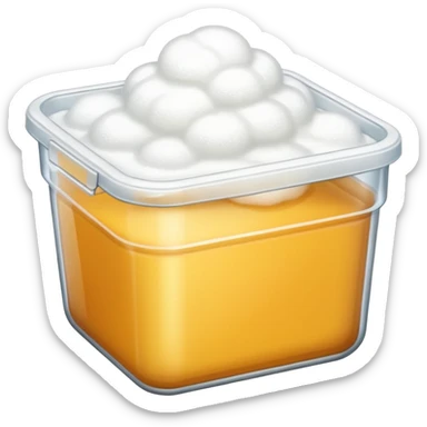 Clear container with all white foam sticker