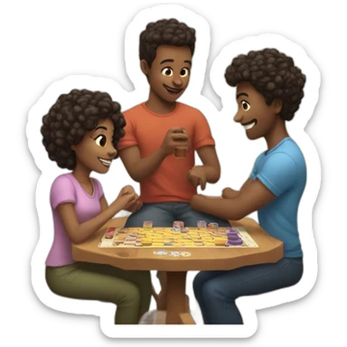 Six Friends playing boardgame sticker