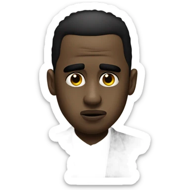 ￼ Sean Combs with a sad face sticker