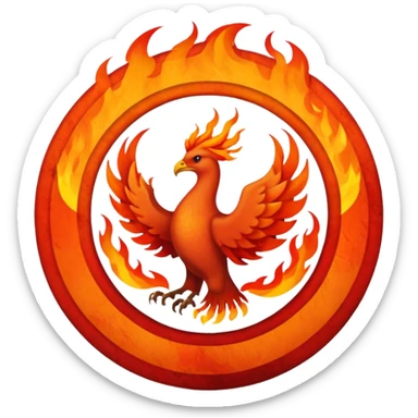 Name text of " Emberborn " An object of fire, circle and Phoenix sticker