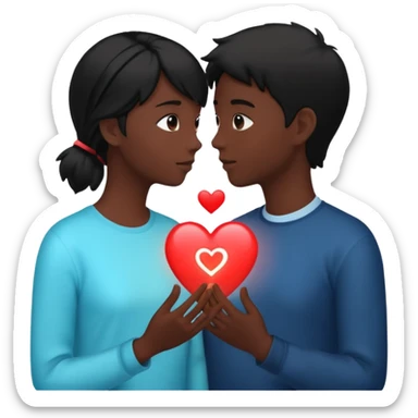 silhouette speaking to another with a heart between them sticker