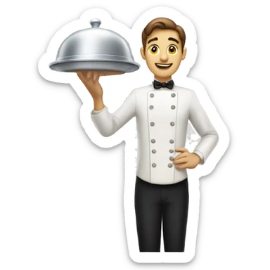 waiter holding cloche in ha sticker