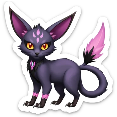 Black edgy Noivern-Noibat-Purloin-Torracat-Lykoi-Caracal-cat-Fakemon-fusion-hybrid-creature sticker