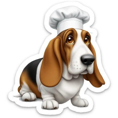basset hound with chef hat sticker
