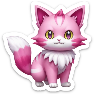 Shiny Skitty-Delcatty-Pokémon-Fakémon-hybrid-creature (full body) sticker