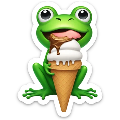 Frog eating icecream sticker