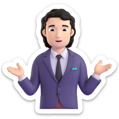 Business strategist with black wavy hair, stubble, chiseled face, wearing blazer and button-up shirt, leading a dynamic leadership workshop, engaging with a circle of participants, energetic teaching pose sticker