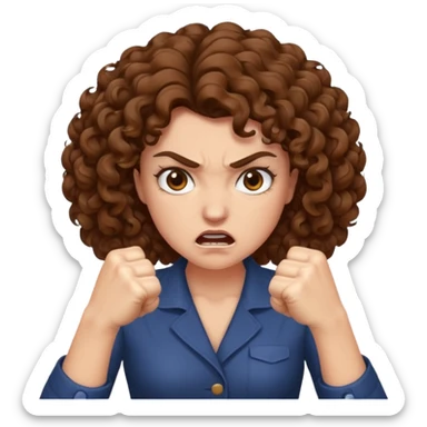 angry curly haired woman with torso sticker