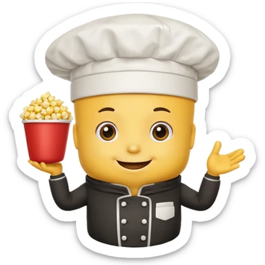 a popcorn mascot sticker