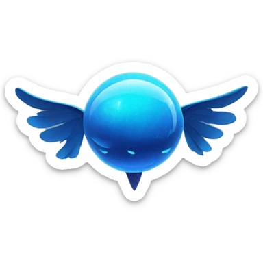 Otherworldly blue machine shaped like a sphere with blue spots and blue colored wings  sticker