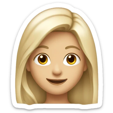 smiling girl with ashblonde shoulder long hair sticker