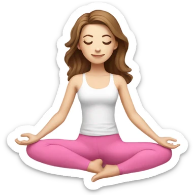 White Girl with brown hair doing yoga pink  sticker