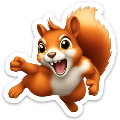 female jumping orange burnt squirrel sticker