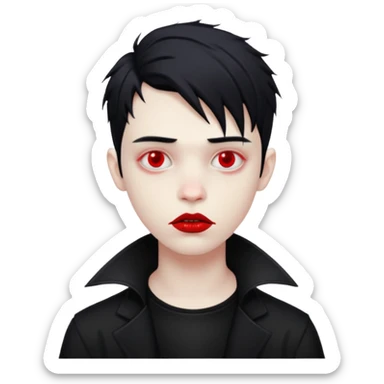Goth boy with messy, red, lipstick  sticker