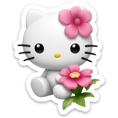 Hello kitty com flor na mão sticker