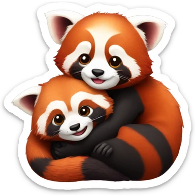 red panda hugging red panda sticker