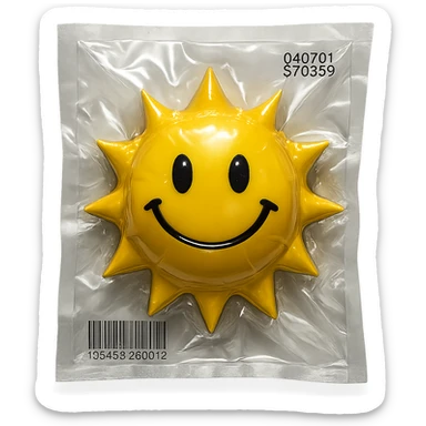 smiling sun with shiny highlights in vacuum-sealed style sticker