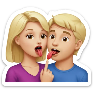 naked blonde woman licking naked man sticker
