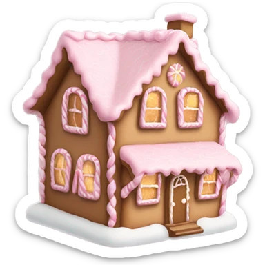 Cosy light pink gingerbread house  sticker