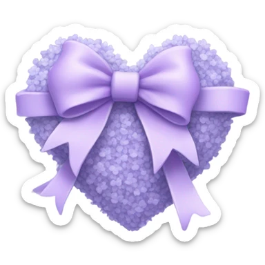 a lavender heart wrapped by a pastel lavender  bow with lavender flowers inside  sticker