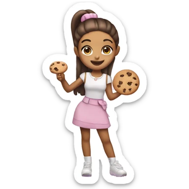 ariana grande holding a cookie in one hand and juice in the other  sticker