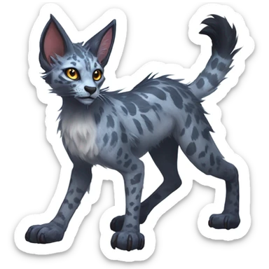Feral Rare Fantasy Vernid-Trico-species by LiLaiRa, random markings, tufted tail, tufted ears, full body sticker