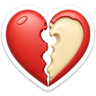 Creamy color heart broken into two halves sticker