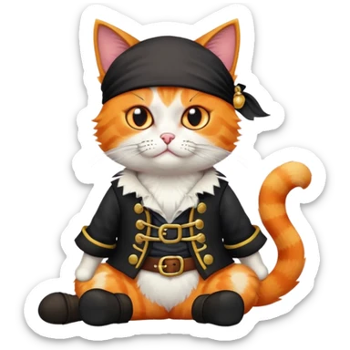 pirate cat full body sitting with one eye patch sticker