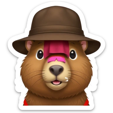 Cute Capybara wearing a hat sticker