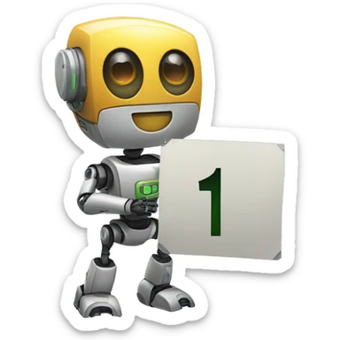 ROBO HOLDING A SIGN WRITTEN NUMBER ONE sticker