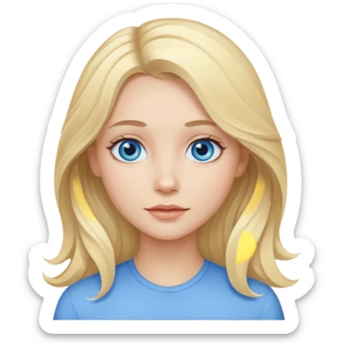 A pale girl with blue eyes and blonde and long slightly wavy hair  sticker