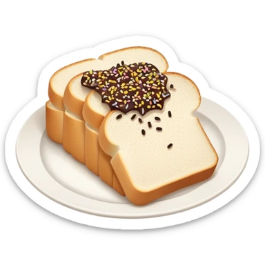 Slice of white bread on a white plate with chocolate sprinkles on top sticker
