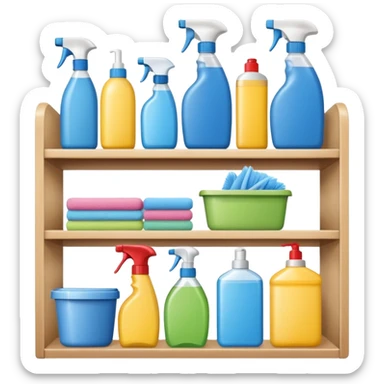 Realistic cleaning essentials with natural color sticker