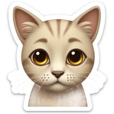 A slightly sad cat, feminine, with brown eyes, beige fur and eyelashes sticker