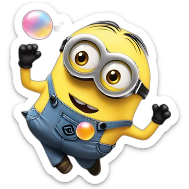 baby minion and minion blowing bubble gum sticker