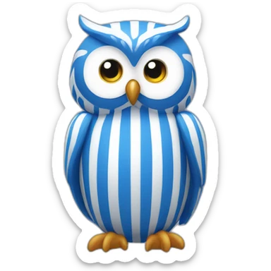Owl wearing blue and white stripes sticker