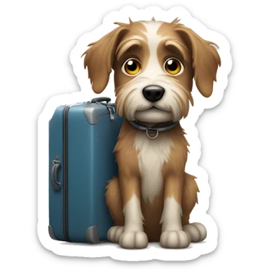 Short scruffy dog with suitcase  sticker