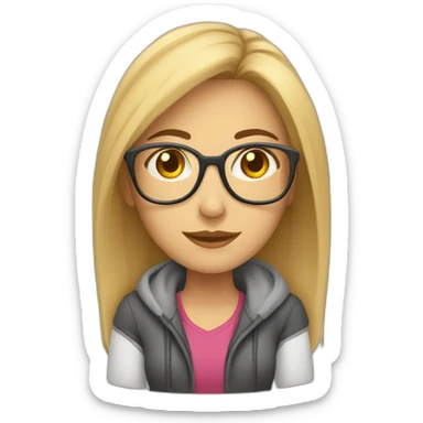 Mujer estudiante mediana edad rubia y con gafas sticker
