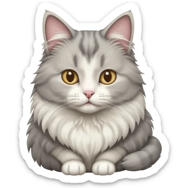 a grey and white cat sitting regally sticker