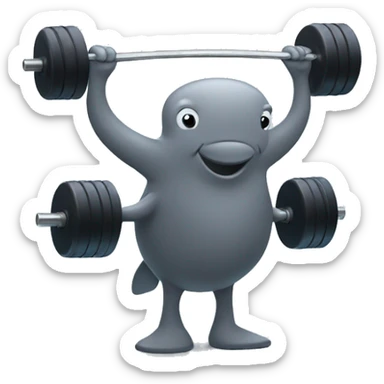 Whale lifting weights sticker