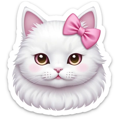 White cat with pink bow sticker