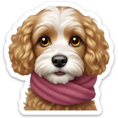 Cavapoo with a scarf sticker